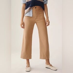 Anthropologie Maeve The Colette Cropped Wide Leg Pant Petite Sand NWT